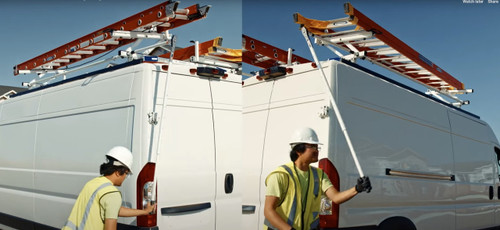 LadderProducts.com | Prime Design NextGen ErgoRack RR-PM-72-M – Dual Side Drop-Down Ladder Rack for RAM ProMaster (Low/High Roof, All Wheelbases)