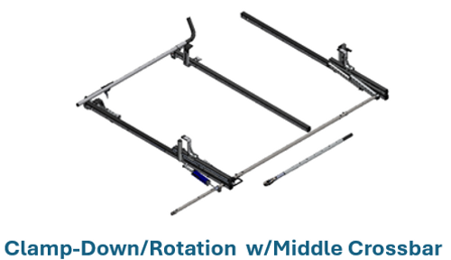 LadderProducts.com | Prime Design NextGen ErgoRacks CR3-GM-68-M - Chevy Express & GMC Savana Single Side Drop-Down and Single Clamp-Down Ladder Rack With Middle Crossbar