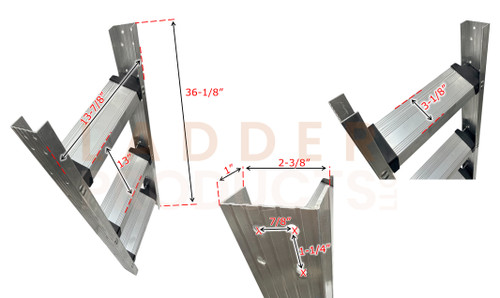 LadderProducts.com | Louisville 22" Bottom Section Kit for AL2240MG, AP2240MG, AL2240MG-FT, AH2240MG-R5, AF2240MG-R5 Attic Ladders Dimensions