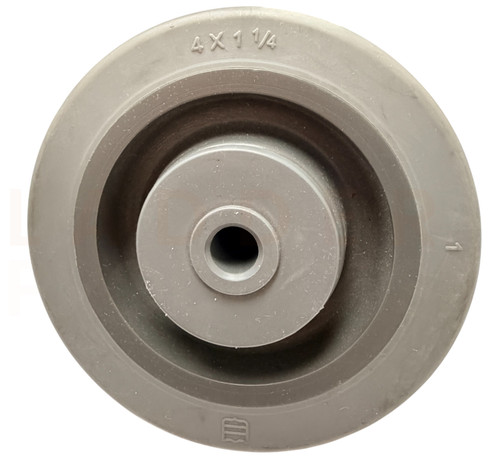 LadderProducts.com | 4" x 1-1/4" Thermoplastic Rubber Gray Wheel with Plastic Hole