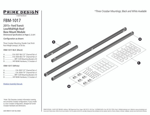 LadderProducts.com | Prime Design FBM-1017 Ford Transit Roof Mounting Kit