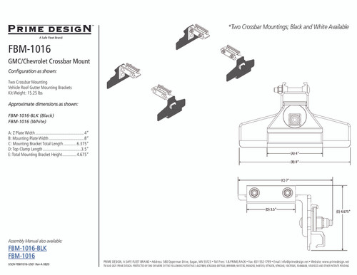 LadderProducts.com | Prime Design FBM-1016 GM Van Roof Base Mounting Kit