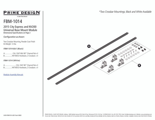 LadderProducts.com | Prime Design FBM-1014 Nissan NV200 & Chevrolet City Express Roof Mounting Kit