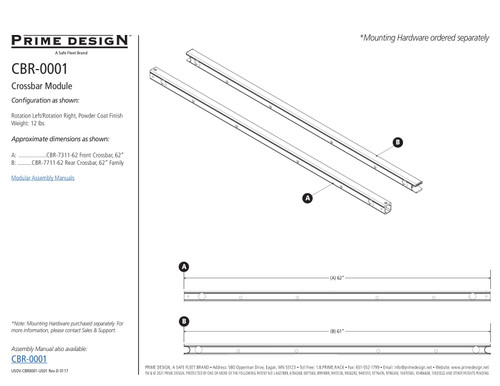 LadderProducts.com | Prime Design ErgoRack CrossBar Kit 62" CBR-0001