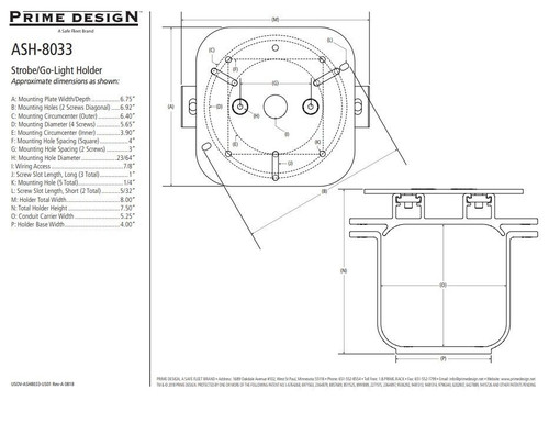 LadderProducts.com | Prime Design AH-8033 Strobe & Go Light Holder Universal Crossbar and Conduit Tube Mount 7.5 IN