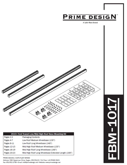 Prime Design Ford Transit Roof Mounting FBM-1017-BLK Installation Instructions