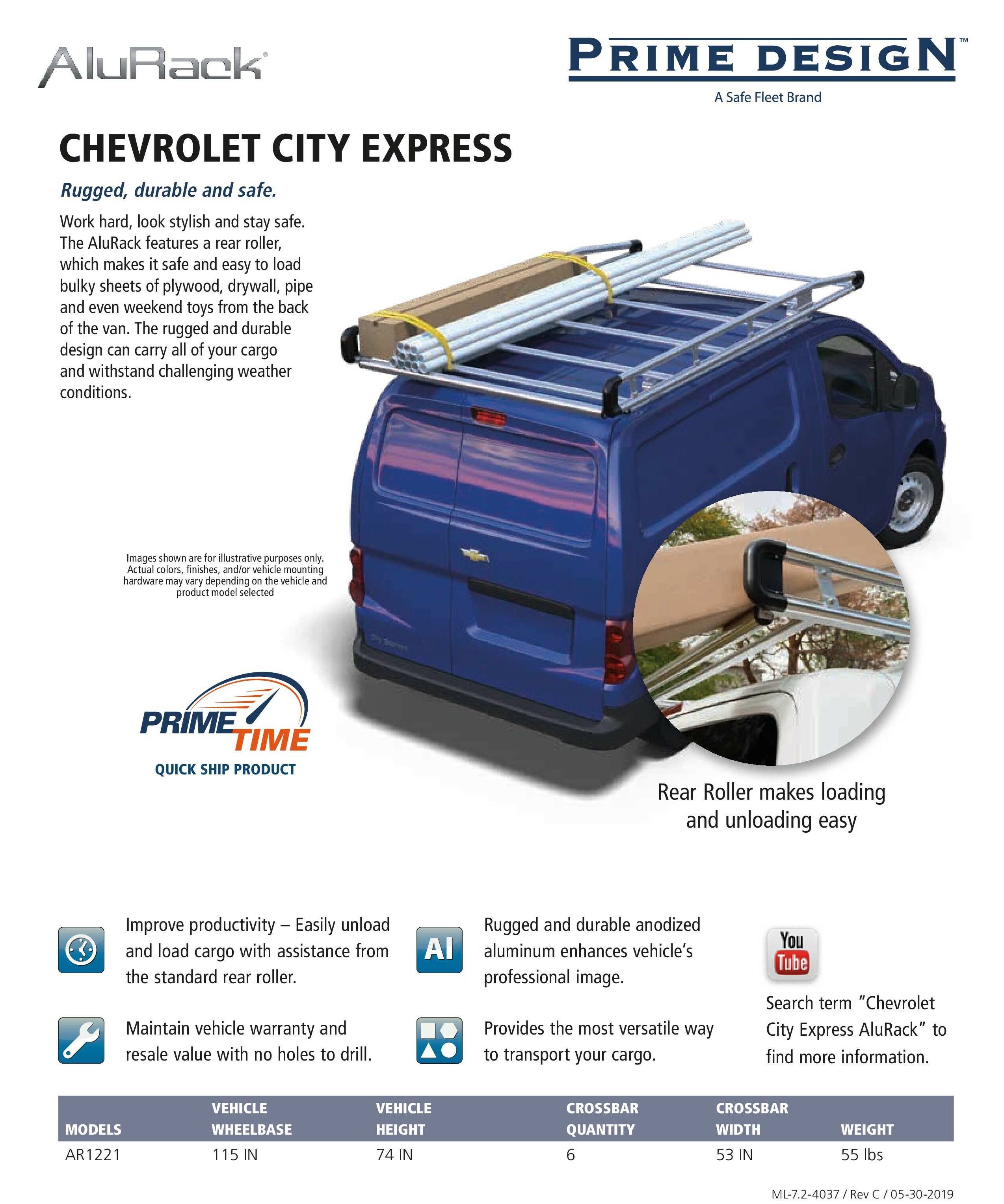 Prime Design AluRack Chevy City Express & Nissan NV200 AR1221