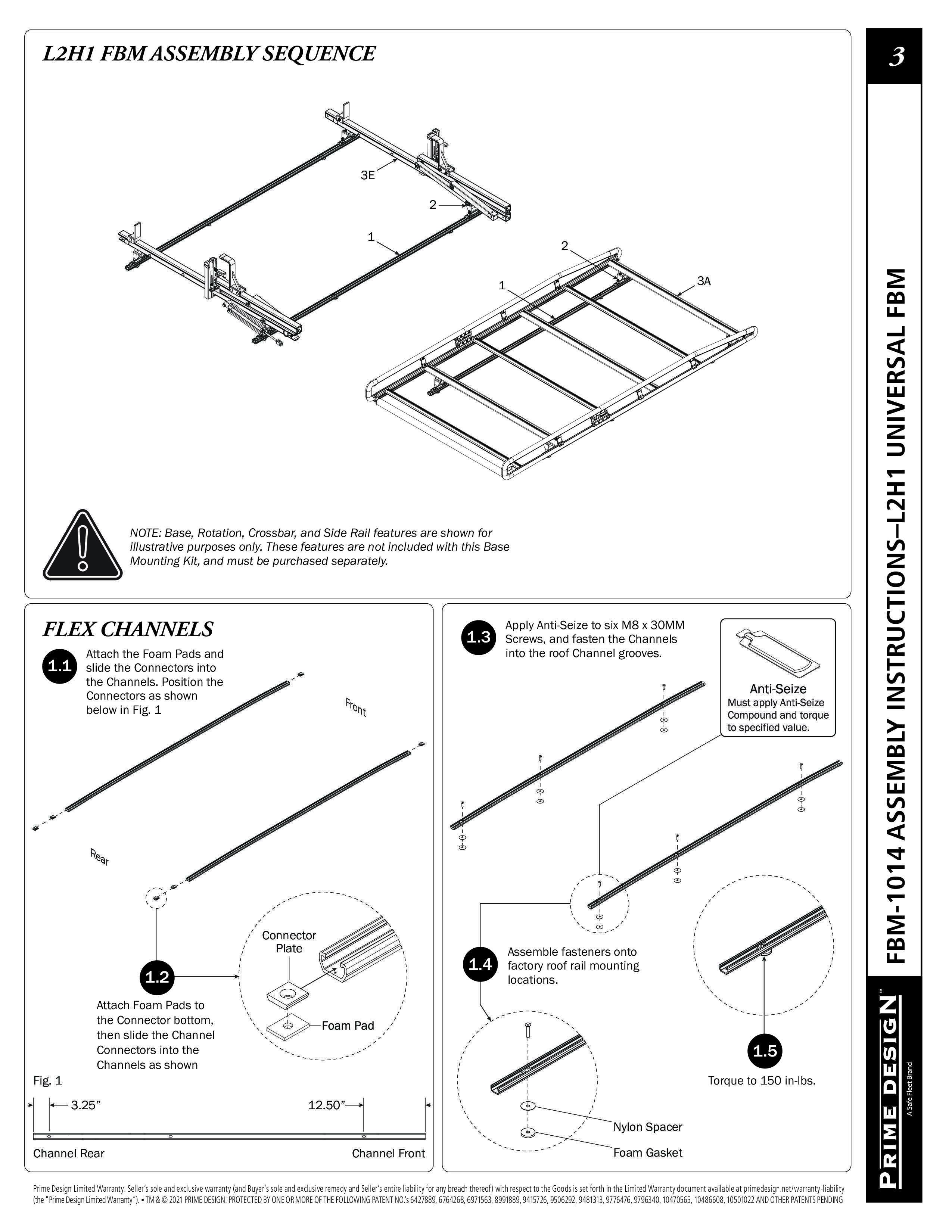 Prime Design FBM-1014 NV200 & Chevy City Express Roof Mounting Kit