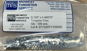 Pure Tungsten Disc 0.1250" dia x 0.046875" Pure Tungsten Disc 0.1250" dia x 0.046875"