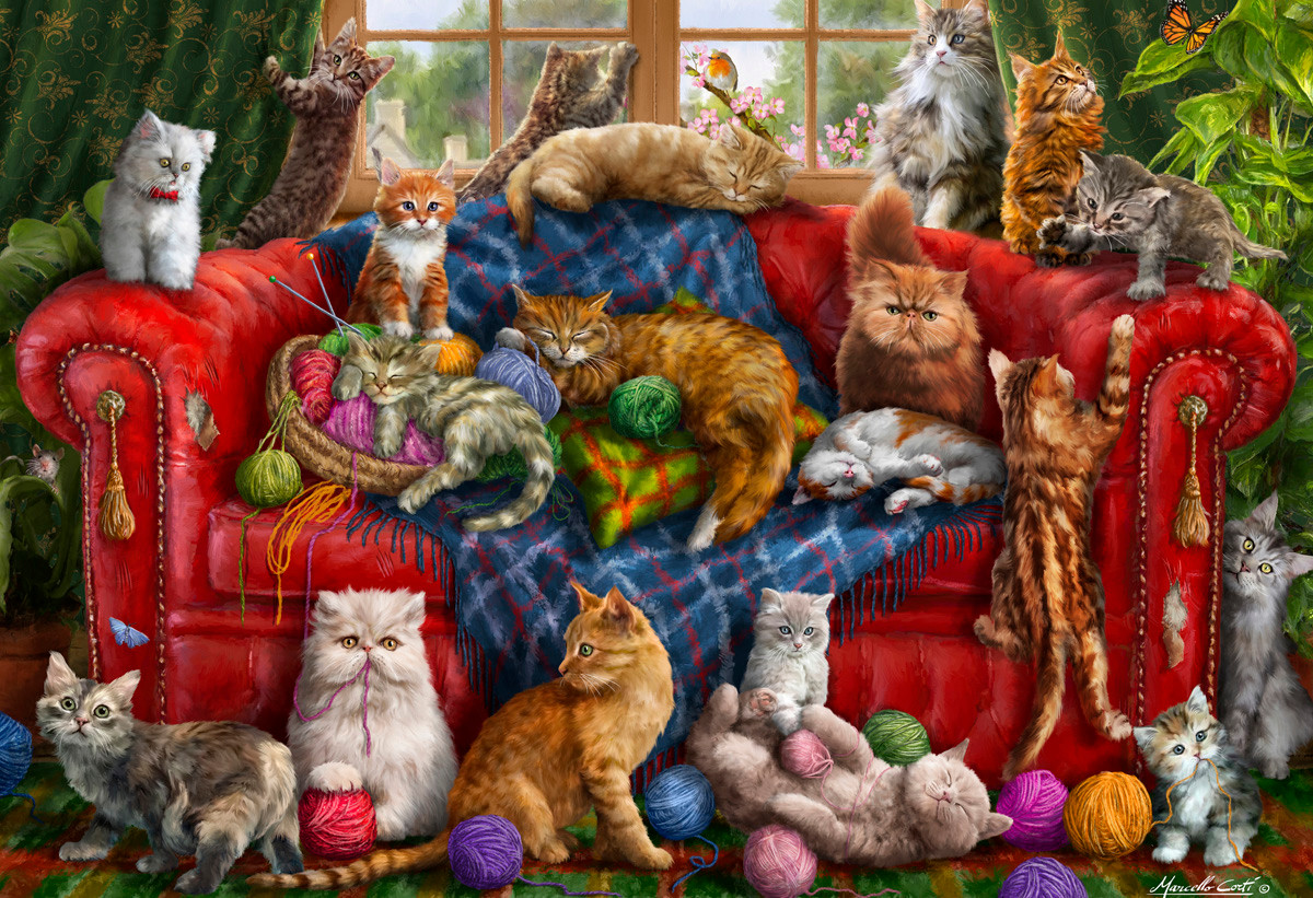 Couch Cats Jigsaw Puzzle | 100 PC - Vermont Christmas Company