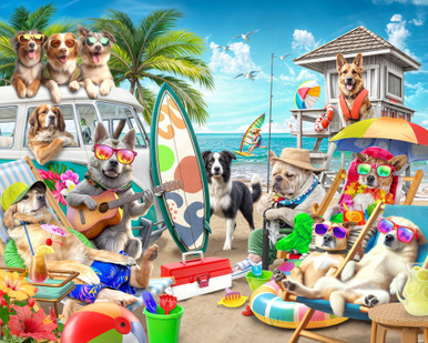 it-dogsアイスクリームワンピ　XS Dogs on the Beach Jigsaw Puzzle | 1000 PC - Vermont Christmas Company