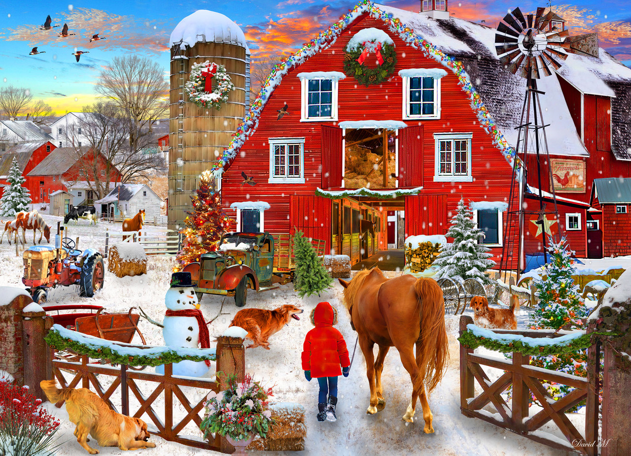 Christmas Horse Farm Jigsaw Puzzle | 1000 PC - Vermont Christmas