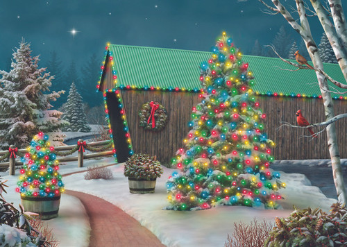 Country Lights Christmas Cards - Set of 100 Country Lights Christmas Cards - Set of 100