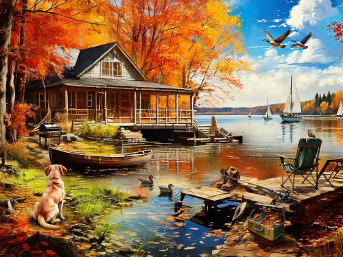 Autumn by the Lake Jigsaw Puzzle | 500 PC Autumn by the Lake Jigsaw Puzzle | 500 PC