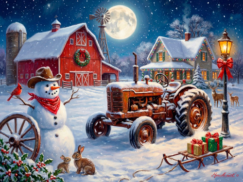 Christmas on the Farm Jigsaw Puzzle | 500 PC