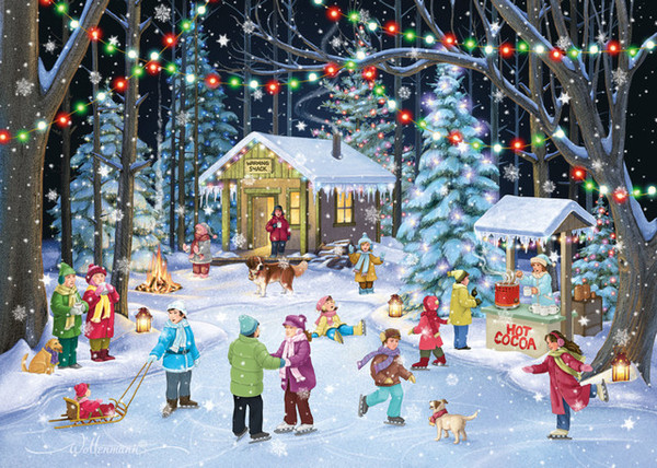 Woodland Skaters Christmas Cards - Set of 100
