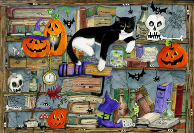 Halloween House Cat Jigsaw Puzzle 100 PC Vermont Christmas Company