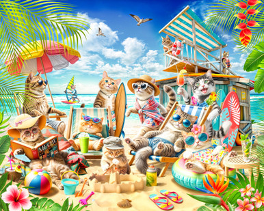 ジャングルキャット　サンダル37 Cats on the Beach Jigsaw Puzzle | 1000 PC - Vermont Christmas Company