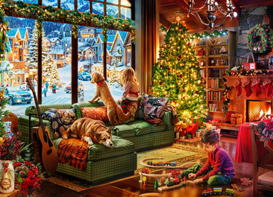 Fireside Christmas Jigsaw Puzzle | 1000 PC - Vermont Christmas Company