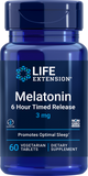 Melatonin 6 Hour Timed Release, 3 mg, 60 vegetarian  tablets