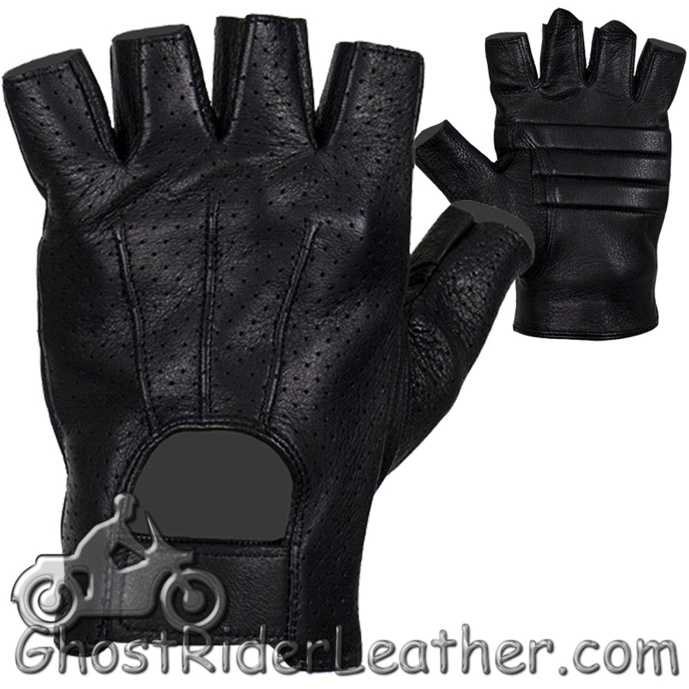 Fingerless Leather Motorcycle Gloves Men's and Women's Gloves