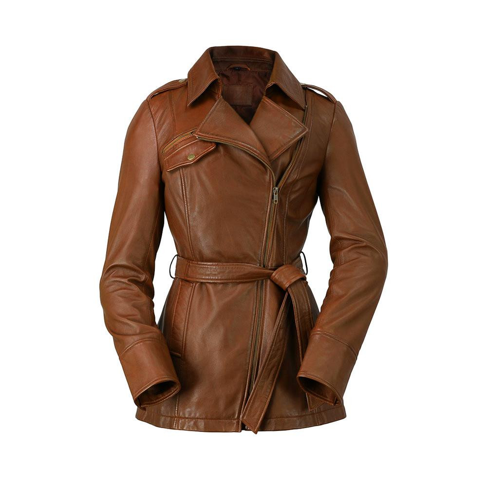 Traci - Women's Leather Trench Coat Jacket - Choice Of Colors - WBL1087-FM