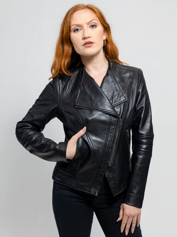 Womens Black Leather Jacket | 100% Real Lambskin