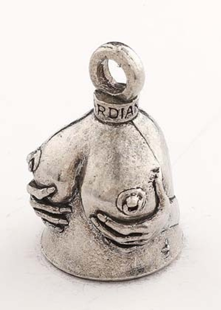 Handful - Boobs - Pewter - Motorcycle Guardian Bell - Made In USA - SKU  GB-HANDFUL-DS