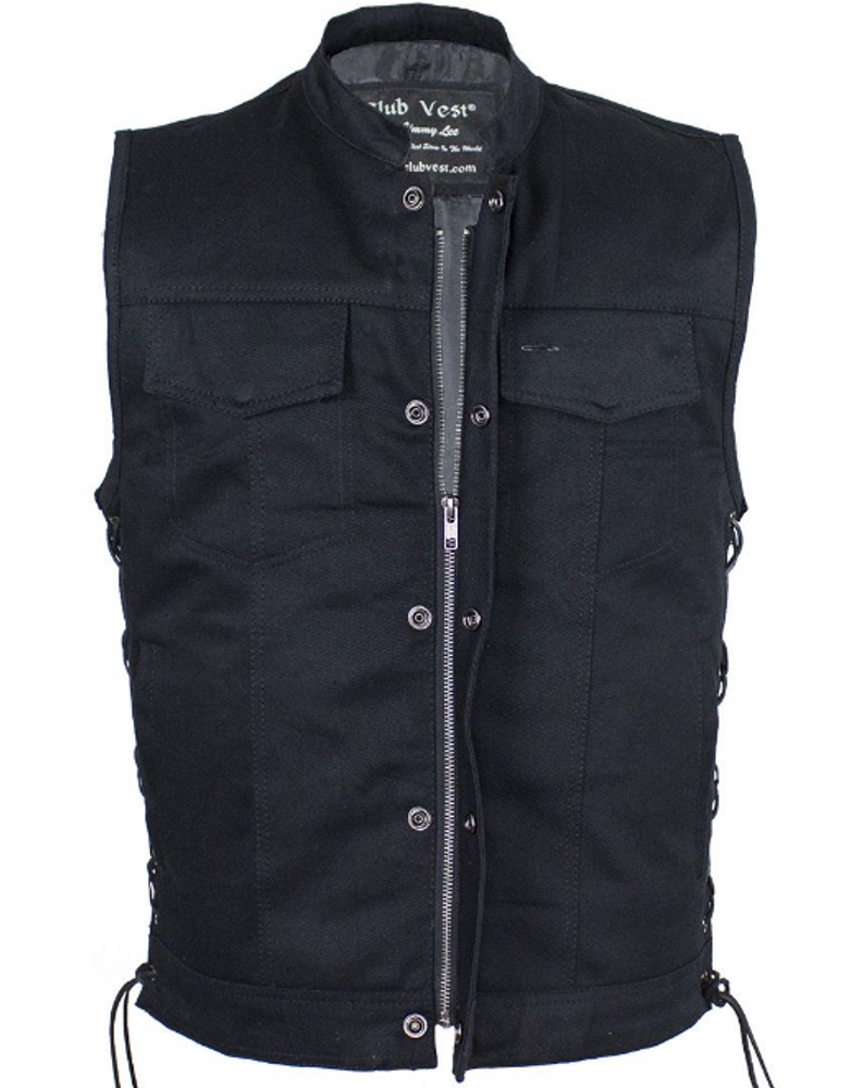 Women's Denim Motorcycle Side Lace Club Vest with 2 Inside Ammo Pocket