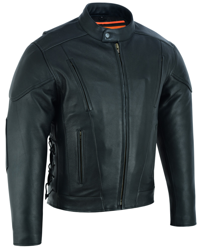 Vented leather store motorcycle jacket