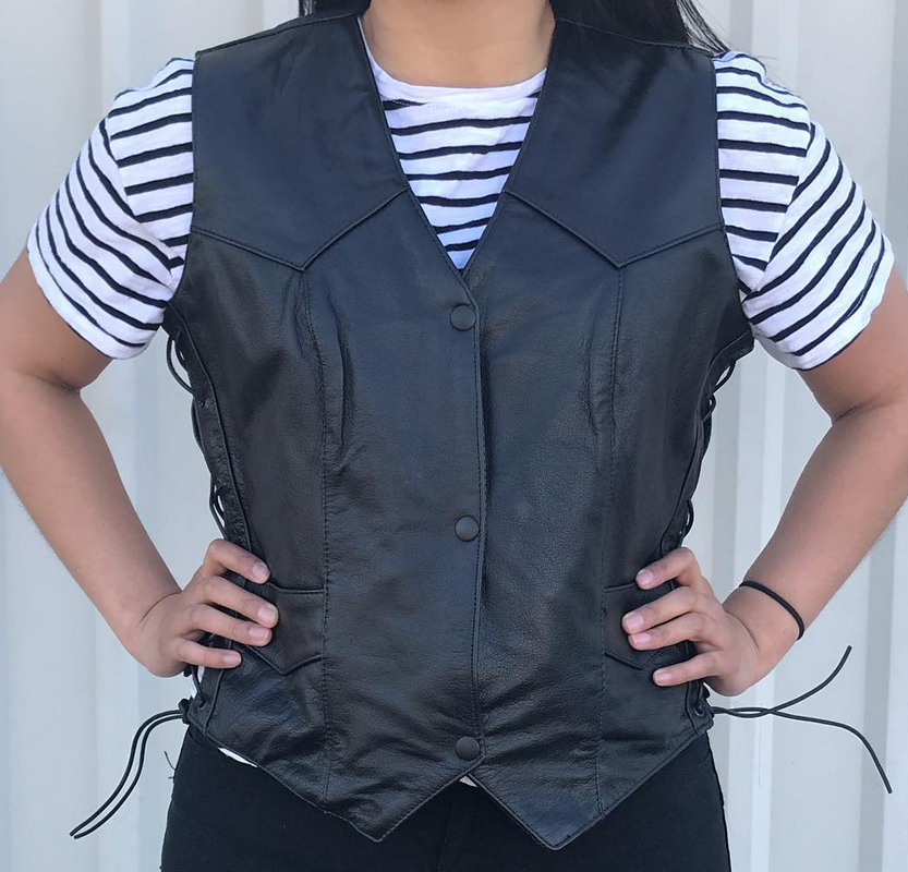 leather motorcycle vest womens