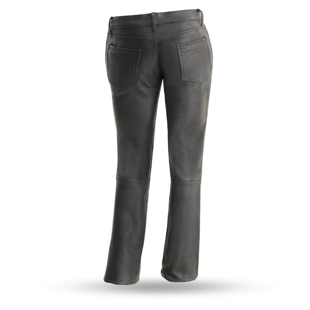 Women's Leather Motorcycle Pants - 5 Pocket Jean Style - Alexis