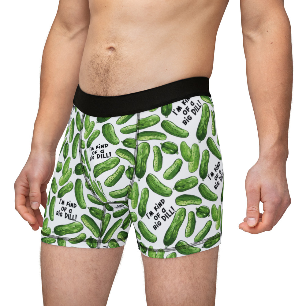 Mens Big Dill Boxer Briefs Funny Saying Pickle Quote Graphic
