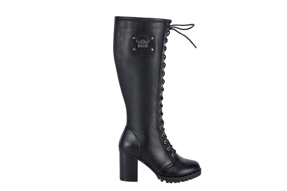 Motorcycle Boots - Women's - Knee High - Chunky Heel and Zipper - BTL7006-DL