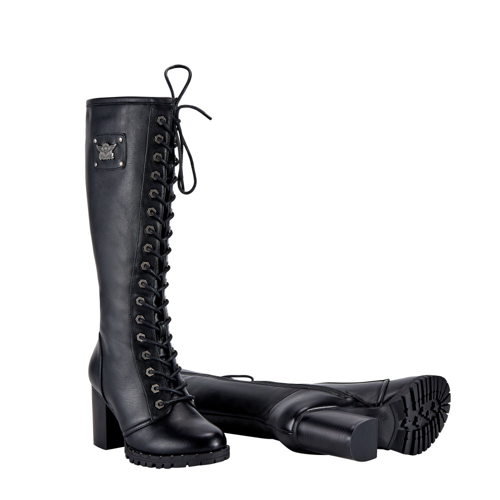 Motorcycle Boots - Women's - Knee High - Chunky Heel and Zipper - BTL7006-DL