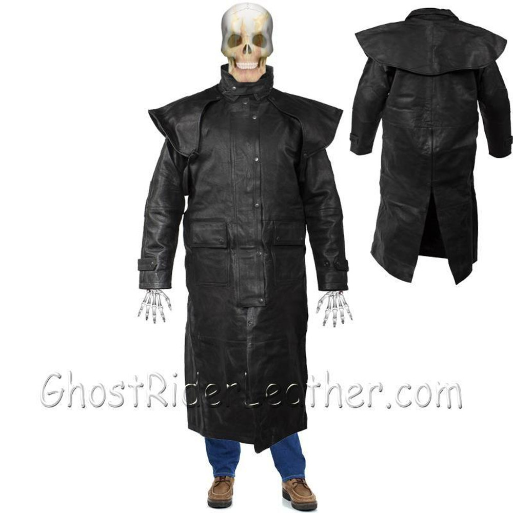 So-Shway Black Leather Trench Coat Mens Full Length - Leather India | Ubuy