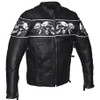 Racer Leather Jacket with Reflective Skulls and Concealed Carry Pocket - SKU MJ825-11-DL