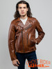 Men's Leather Motorcycle Jacket - Red Ford - Sid - WBM2803-FM