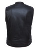 Leather Motorcycle Vest - Men's -  Black and Red Flannel Liner - 6664-01-UN