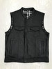 Leather Motorcycle Vest - Men's - Black White Flannel Liner - 6664-00-UN