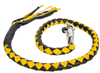 2 Inches Around - Get Back Whip in Black and Yellow Leather - 42 Inches - Motorcycle Accessories - GBW8-11-T1-DL