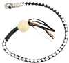 Get Back Whip - Black and White Leather - With White Cue Ball - 42 Inches - Motorcycle Accessories - SKU GBW7-BB-DL