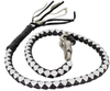 Get Back Whip - Black and White Leather - 42 Inches Long - Motorcycle Accessories -  GBW7-11-DL