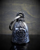 Mandala Skull Rose Diamond - Pewter - Motorcycle Gremlin Bell - Made In USA - SKU BB99-DS