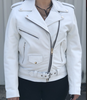 Leather Motorcycle Jacket - Women's - White - Classic Biker - AL2124-AL