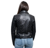 Black Leather Motorcycle Jacket - Women's - Handcrafted Studs - Claudia - WBL1723-FM