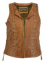 Leather Vest - Women's - Ultra Soft Brown - Lacing Design - RC236-RC
