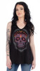 Women's V-Neck Calavera Lace Shirt - Skull - Daring Lace Back -  7551-DS