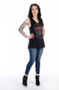 Women's V-Neck Calavera Lace Shirt - Skull - Daring Lace Back - 7551-DS