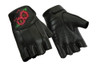 Leather Motorcycle Gloves - Women's - Fingerless - Embroidered Flowers - DS36-DS